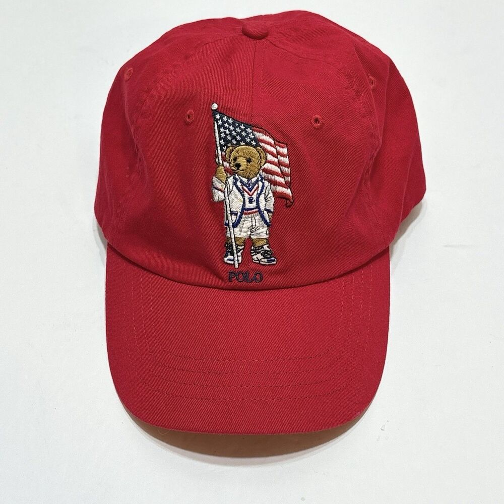 Polo Ralph Lauren Baseball Cap Hat Pony/Bear Adjustable Strap Authentic